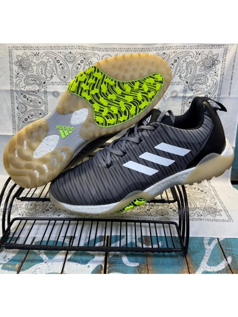 Adidas CodeChaos Spikeless Golf Shoes Men Sz 12 Gray Black Sneakers EE9103 EUC
